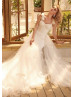 Chic Ivory Satin Wedding Dress With Detachable Tulle Train